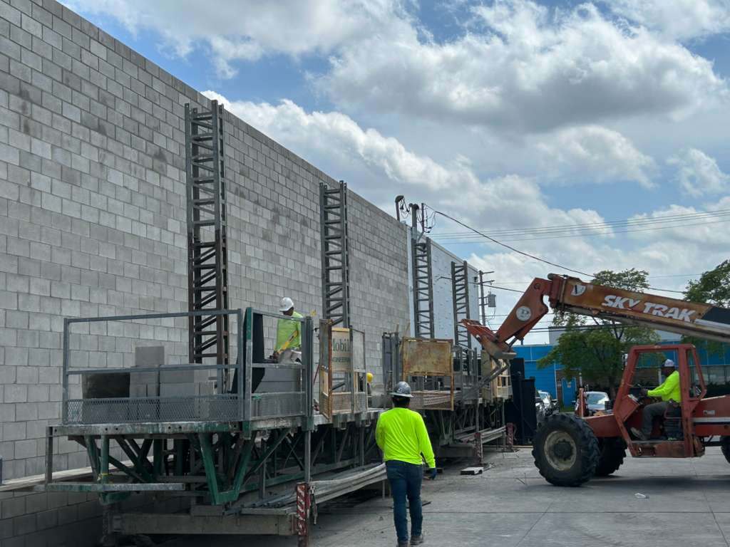 Concrete and masonry construction site